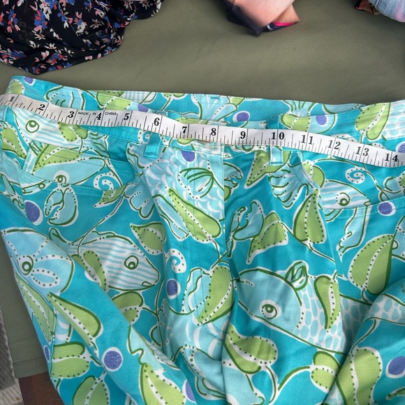 Lilly Pulitzer Teal & Green Pants Fish Pattern Size 6 - Picture 6 of 11